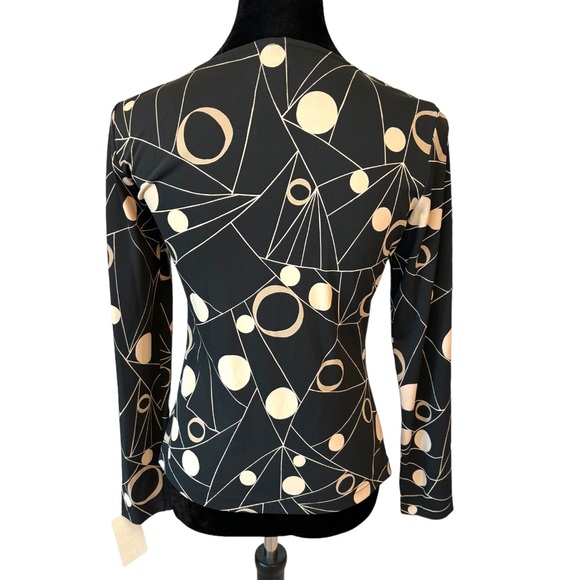 Worth Knot Front Black & Tan Stretch Polka Dot Top - Picture 5 of 6